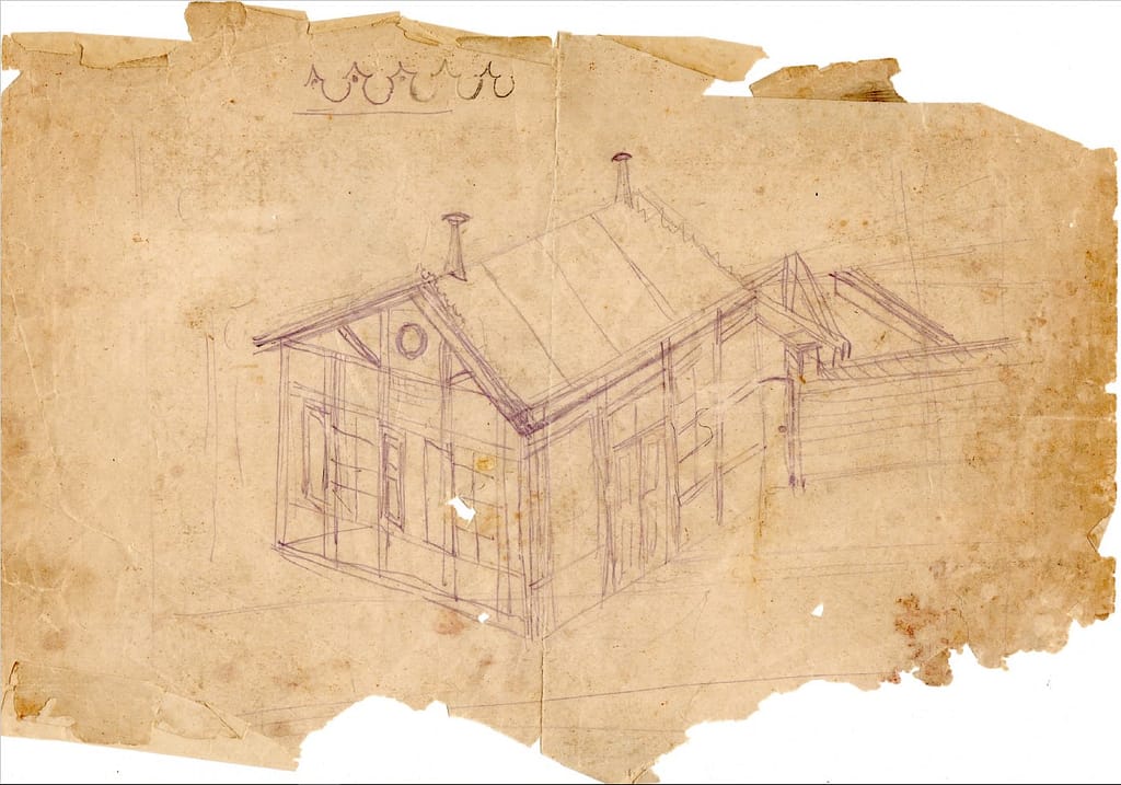 Skizze des Schützenhauses um 1900